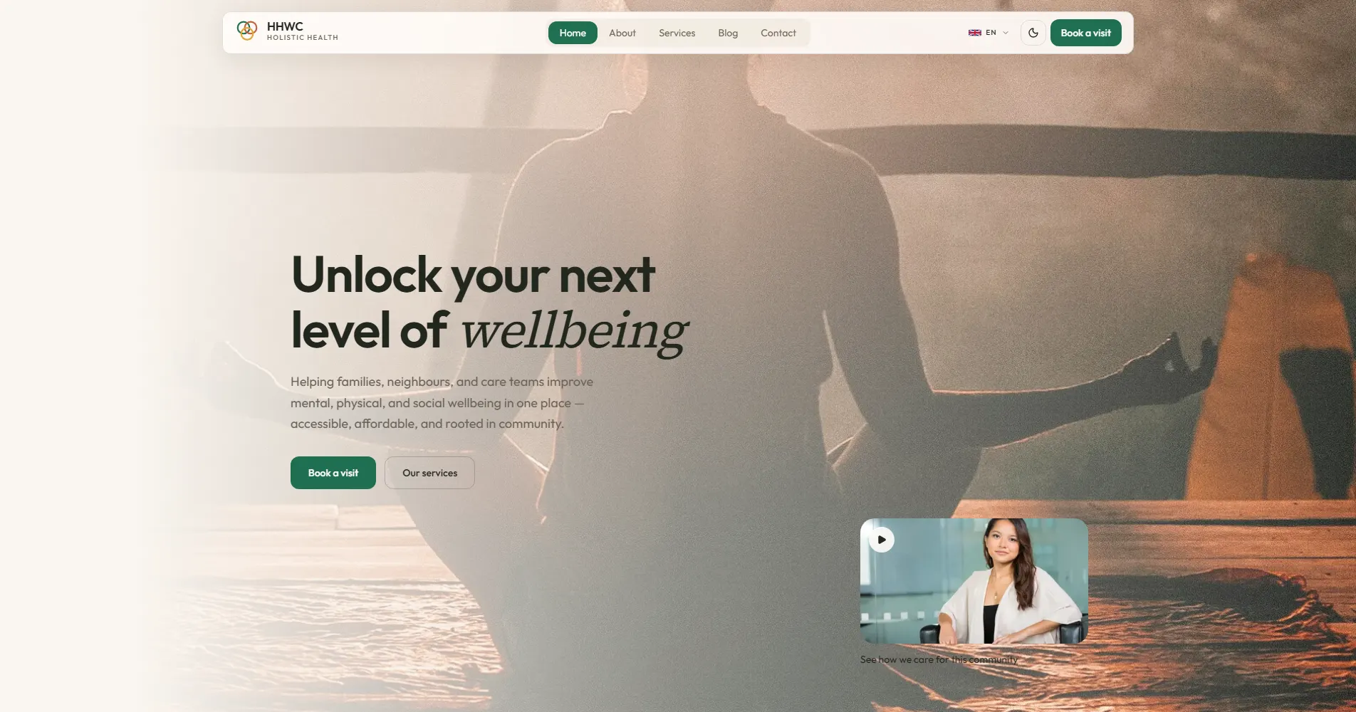 Holistic Health and Wellness Center website home page